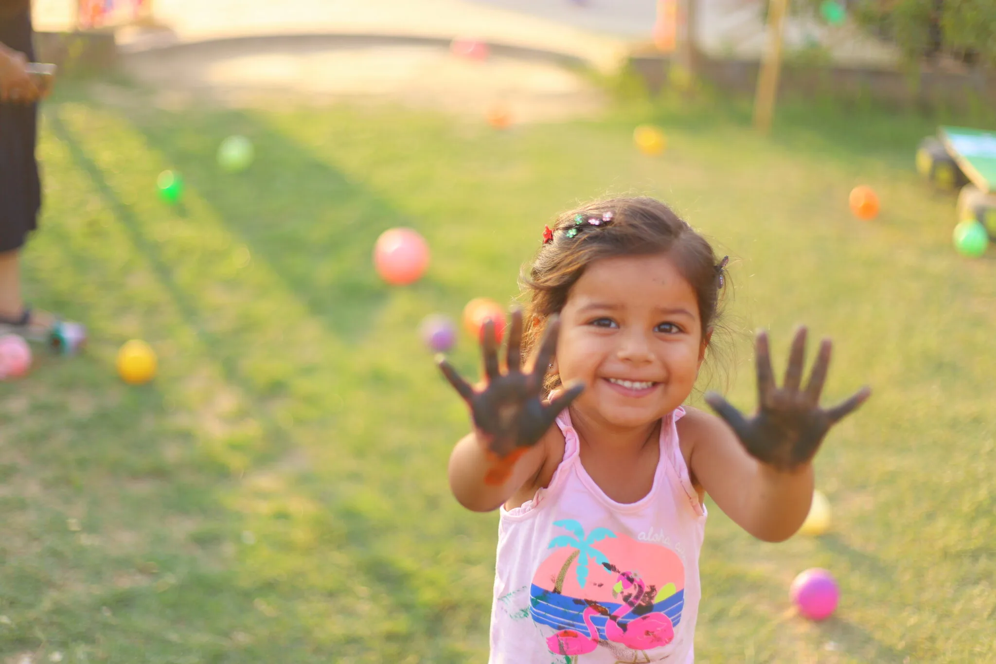 Girl showing color Hands