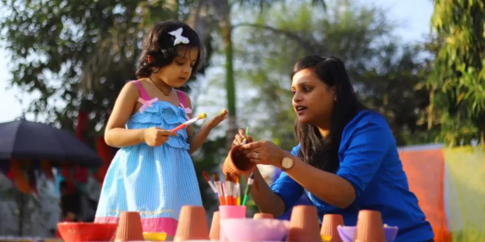 Mother Toddler Paint tea Cup at Sneha's Imagination Station